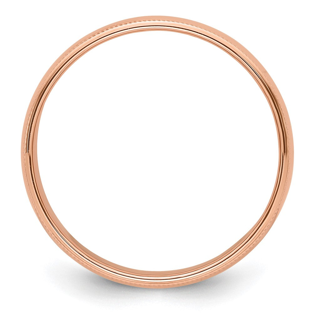 14k Rose Gold 6mm Milgrain Half-Round Wedding Band Size 8
