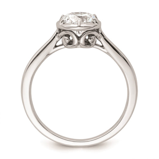 14K White Gold Round Bezel Solitaire Engagement Ring Mounting