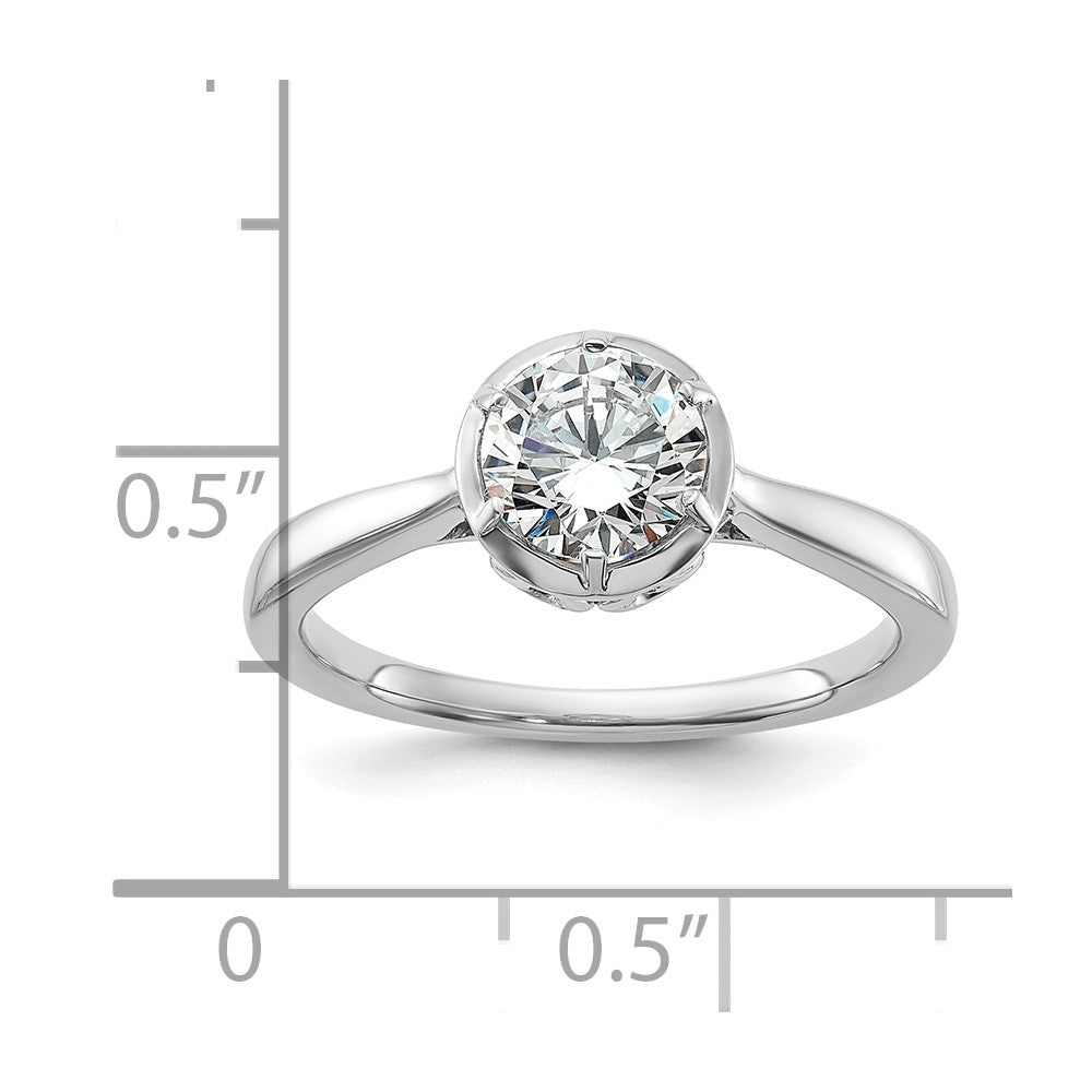 14K White Gold Round Bezel Solitaire Engagement Ring Mounting