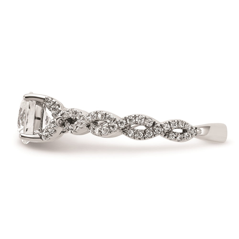 14k White Gold Twisted Diamond Semi-Mount Engagement Ring