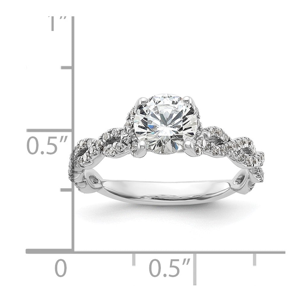 14k White Gold Twisted Diamond Semi-Mount Engagement Ring