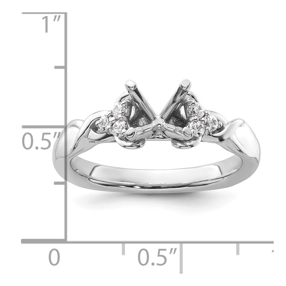 14k White Gold Diamond Semi-Mount Peg Set Twisted Engagement Ring