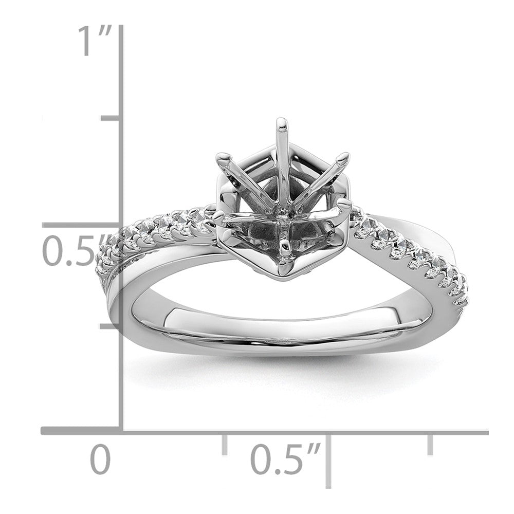14k White Gold Hexagon Semi-Mount Diamond Peg Set Engagement Ring