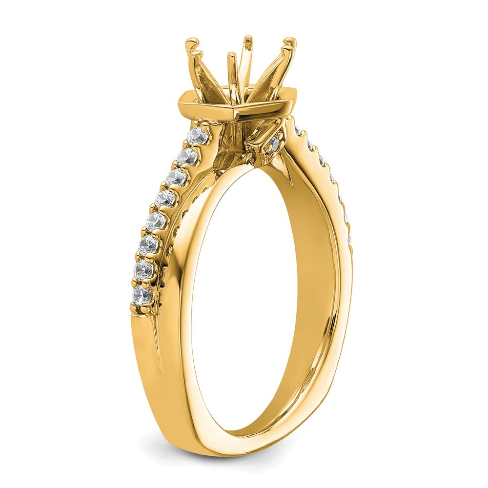 14k Hexagon Semi-Mount Diamond Peg Set Engagement Ring