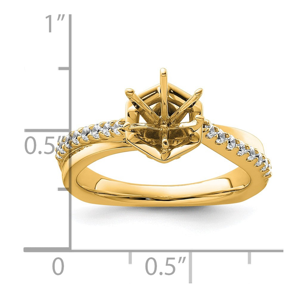 14k Hexagon Semi-Mount Diamond Peg Set Engagement Ring