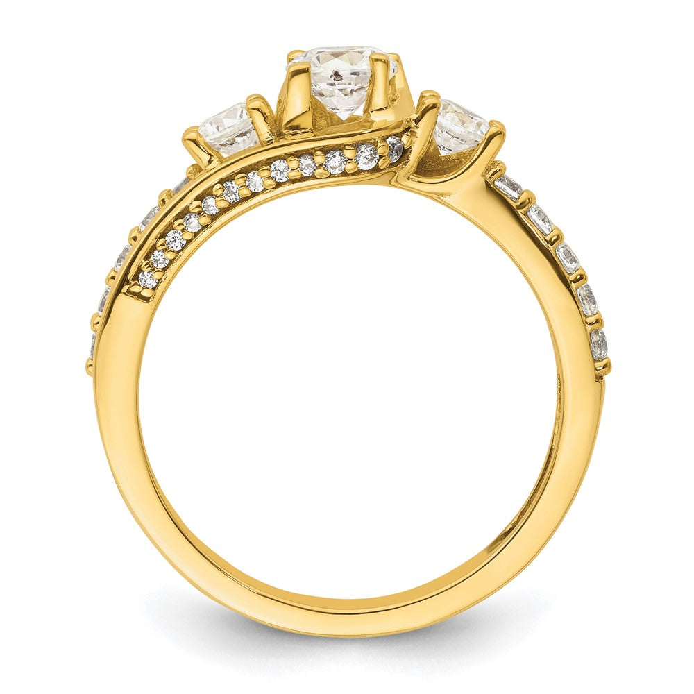 14k Three Stone Diamond Semi-Mount Including 2-3.2mm Side Stones Engagement Ring