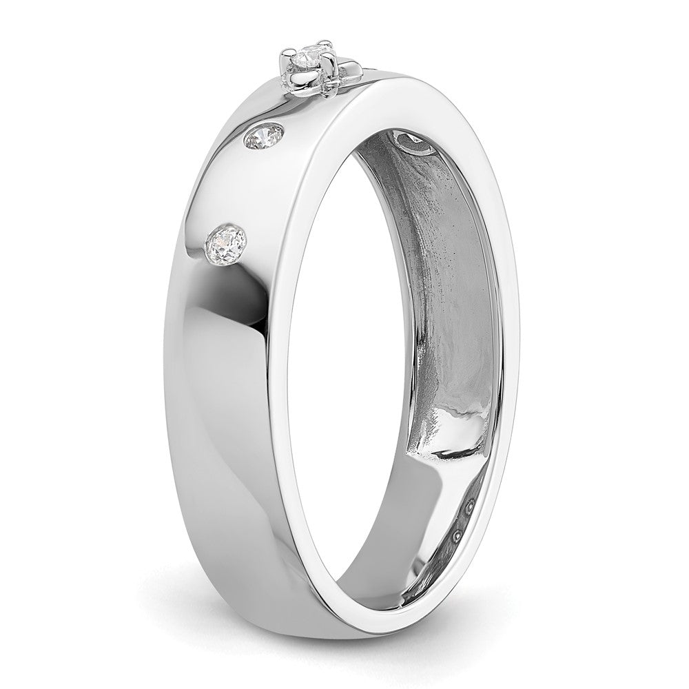 14k White Gold Diamond Mens Complete Wedding Band