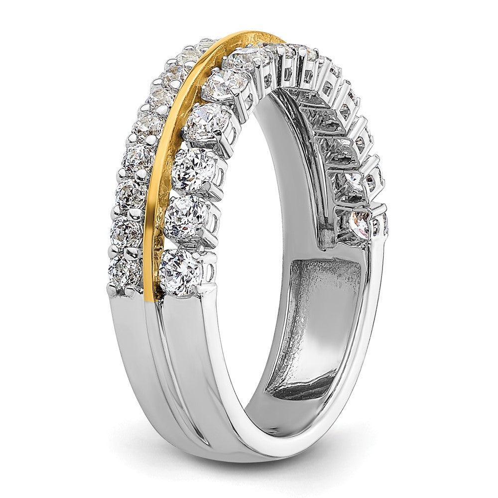 14k Two-tone 7/8 carat Lab Grown Diamond VS/SI+ G+ Complete Double Row Fashion Band