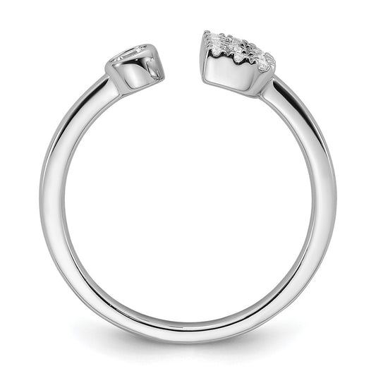 14k White Gold 1/5 carat Lab Grown Diamond VS/SI+ G+ Complete Initial B Adjustable Ring