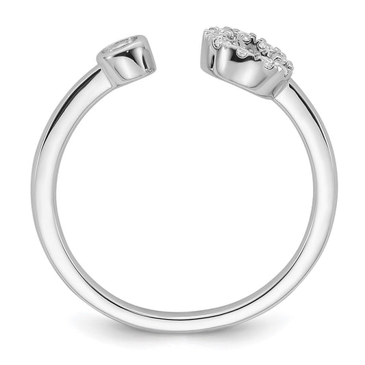 14k White Gold 1/5 carat Lab Grown Diamond VS/SI+ G+ Complete Initial C Adjustable Ring