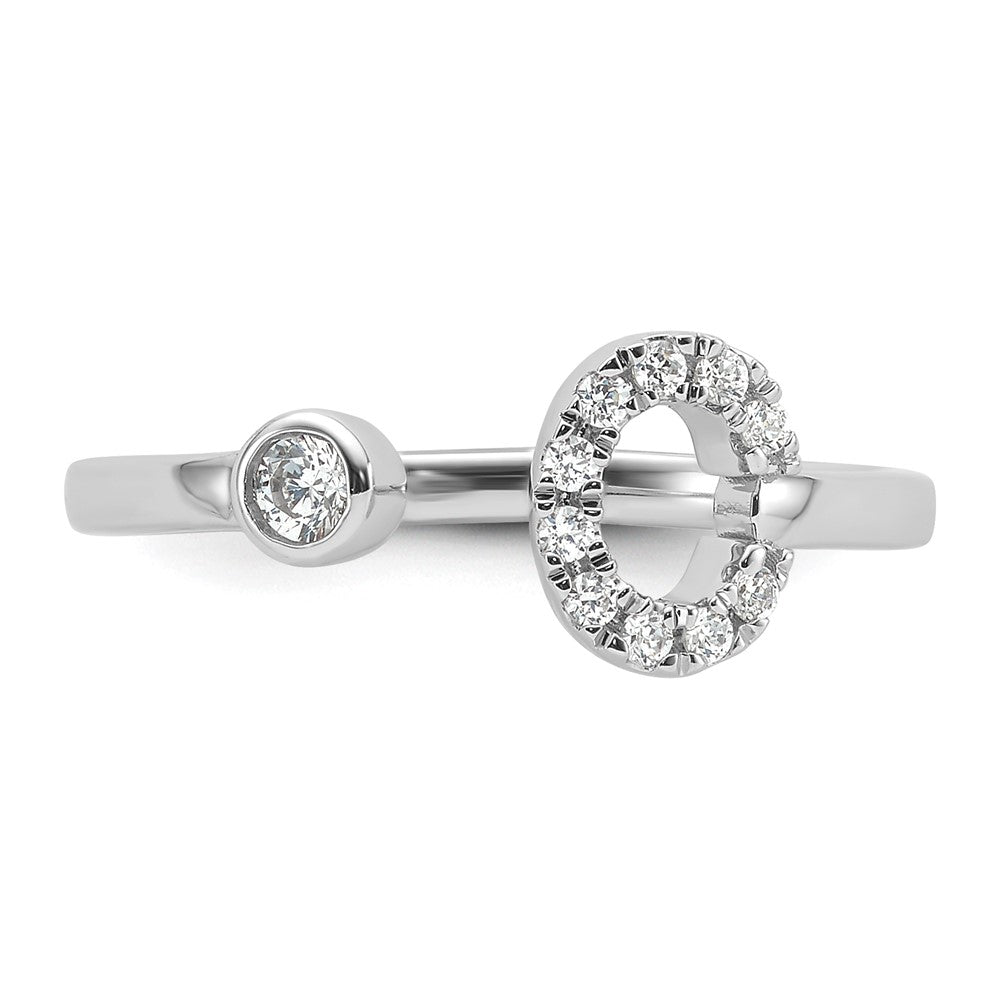 14k White Gold 1/5 carat Lab Grown Diamond VS/SI+ G+ Initial C Adjustable Ring