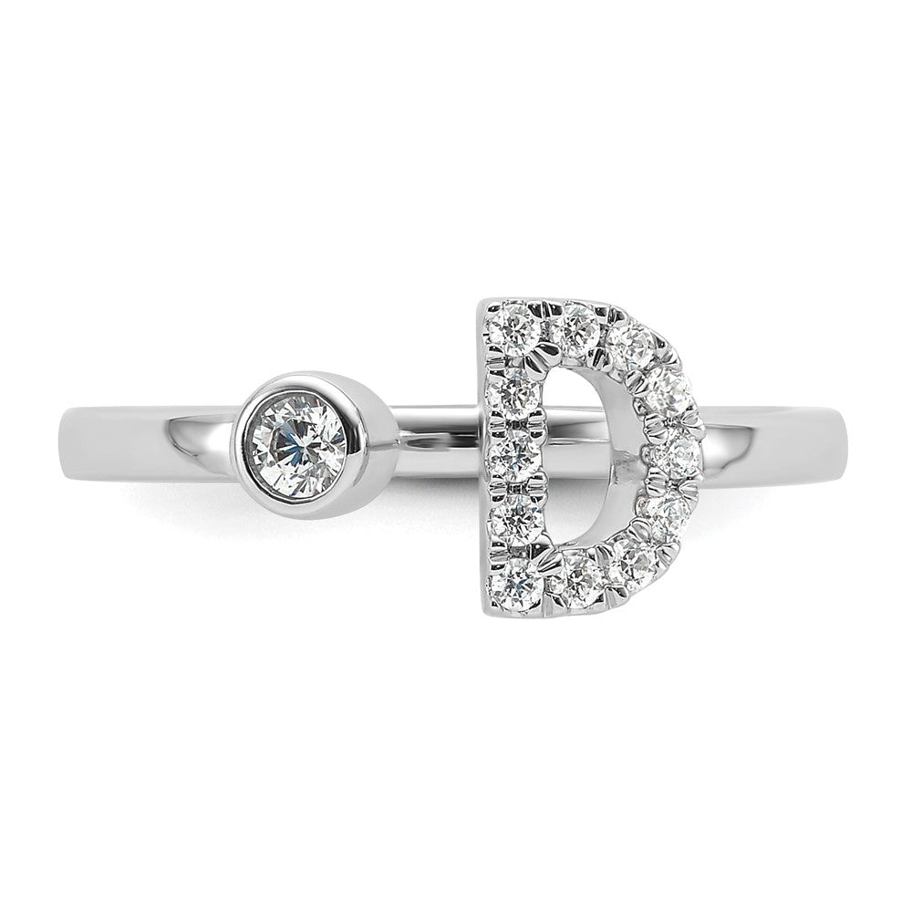 14k White Gold 1/5 carat Lab Grown Diamond VS/SI+ G+ Complete Initial D Adjustable Ring