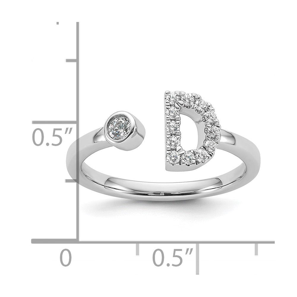 14k White Gold 1/5 carat Lab Grown Diamond VS/SI+ G+ Complete Initial D Adjustable Ring