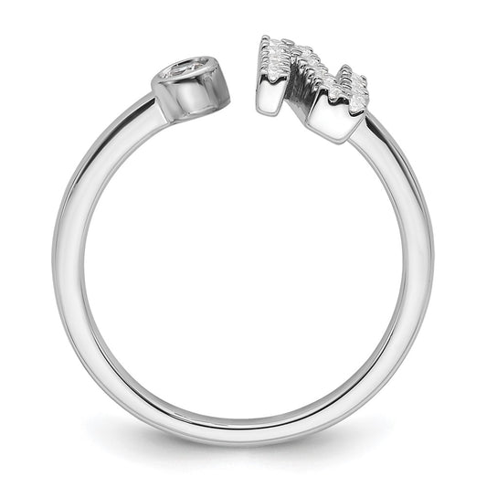 14k White Gold 1/5 carat Lab Grown Diamond VS/SI+ G+ Complete Initial N Adjustable Ring
