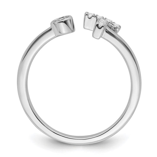 14k White Gold 1/6 carat Lab Grown Diamond VS/SI+ G+ Complete Initial T Adjustable Ring