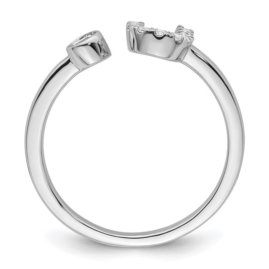 14k White Gold 1/6 carat Lab Grown Diamond VS/SI+ G+ Complete Initial U Adjustable Ring