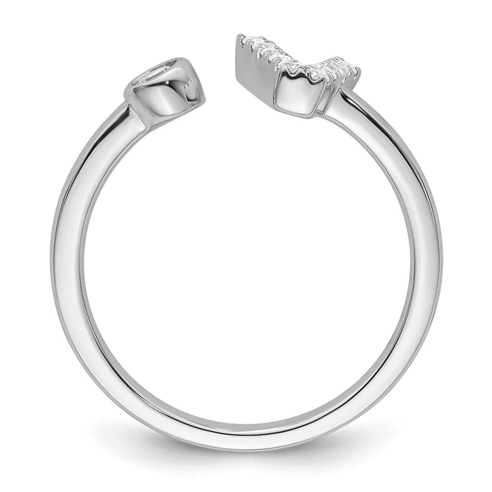 14k White Gold 1/6 carat Lab Grown Diamond VS/SI+ G+ Complete Initial V Adjustable Ring
