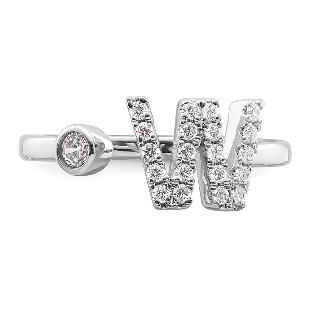 14k White Gold 1/4 carat Lab Grown Diamond VS/SI+ G+ Complete Initial W Adjustable Ring