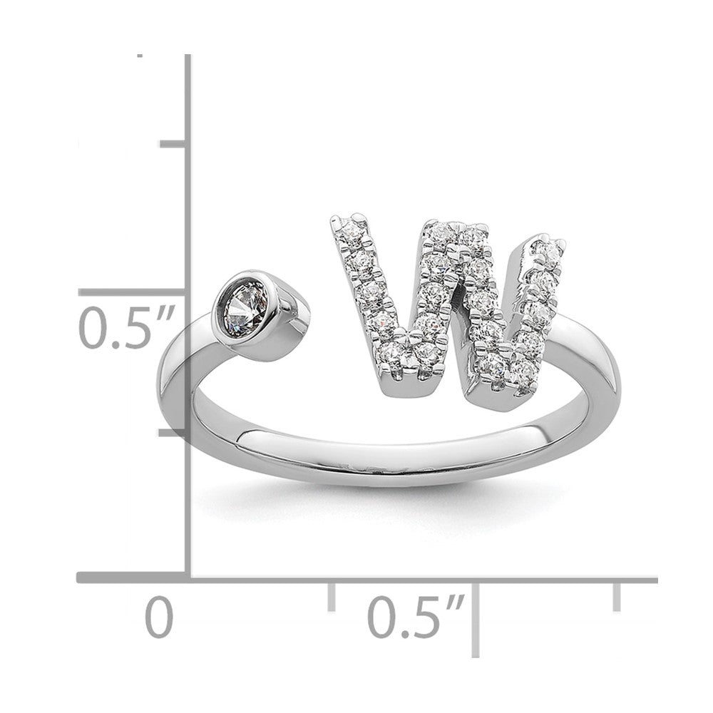 14k White Gold 1/4 carat Lab Grown Diamond VS/SI+ G+ Complete Initial W Adjustable Ring
