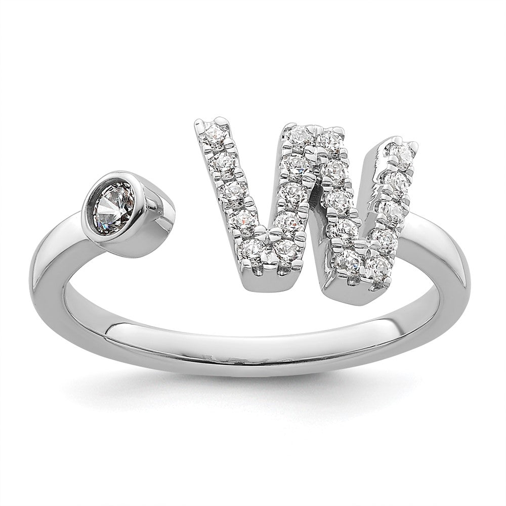 14k White Gold 1/4 carat Lab Grown Diamond VS/SI+ G+ Complete Initial W Adjustable Ring