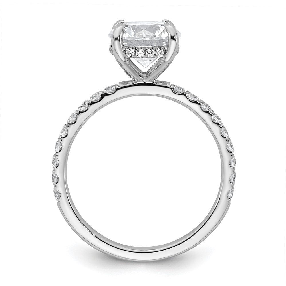 14k White Gold 3/8 carat Lab Grown Diamond VS/SI+ G+ 2 carat center Flair Round Semi Mount Engagement Ring