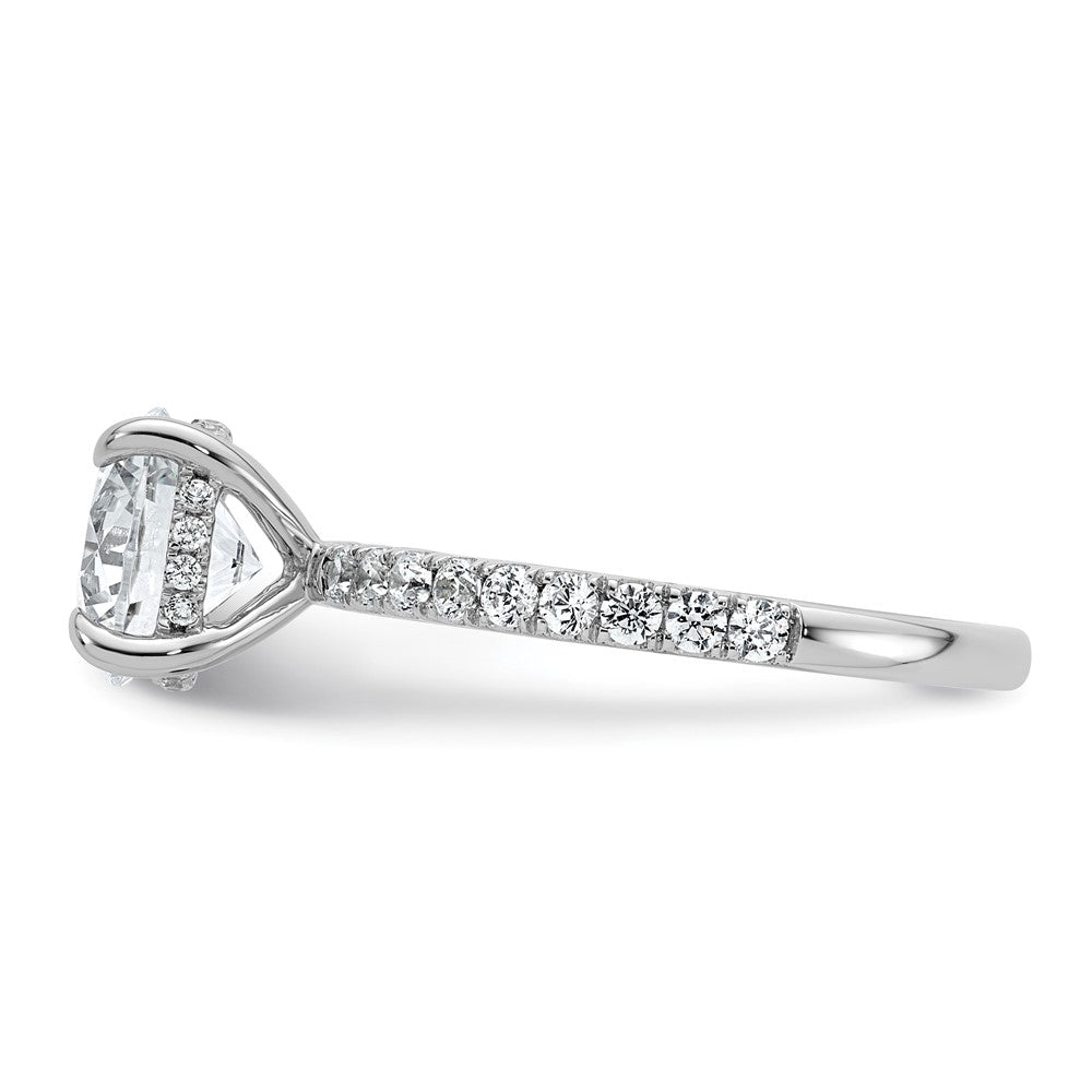 14k White Gold 3/8 carat Lab Grown Diamond VS/SI+ G+ 2 carat center Flair Round Semi Mount Engagement Ring