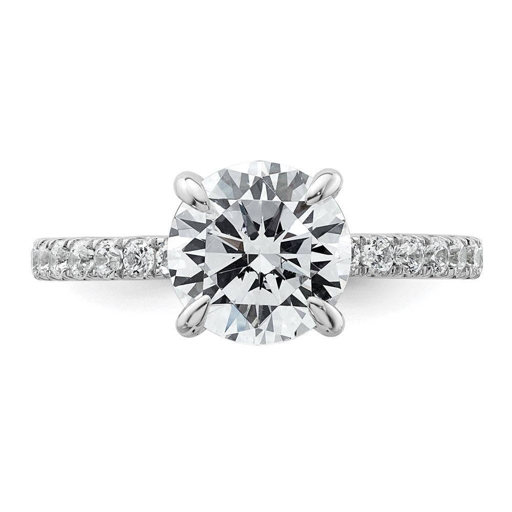 14k White Gold 3/8 carat Lab Grown Diamond VS/SI+ G+ 2 carat center Flair Round Semi Mount Engagement Ring