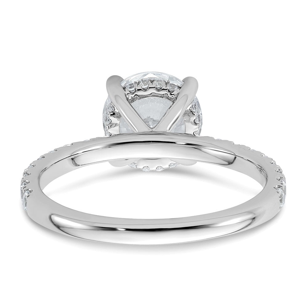 14k White Gold 3/8 carat Lab Grown Diamond VS/SI+ G+ 2 carat center Flair Round Semi Mount Engagement Ring