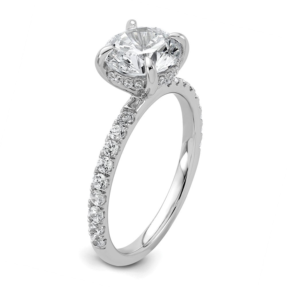 14k White Gold 3/8 carat Lab Grown Diamond VS/SI+ G+ 2 carat center Flair Round Semi Mount Engagement Ring