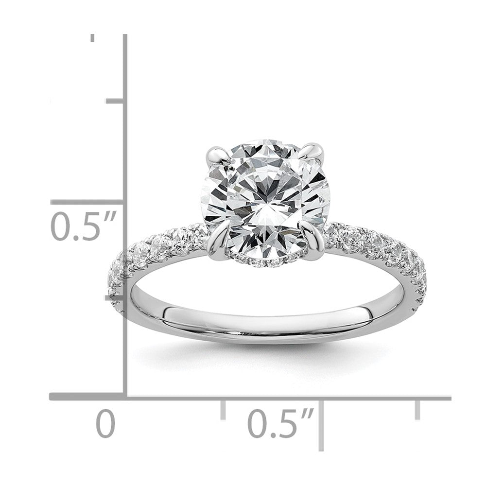 14k White Gold 3/8 carat Lab Grown Diamond VS/SI+ G+ 2 carat center Flair Round Semi Mount Engagement Ring