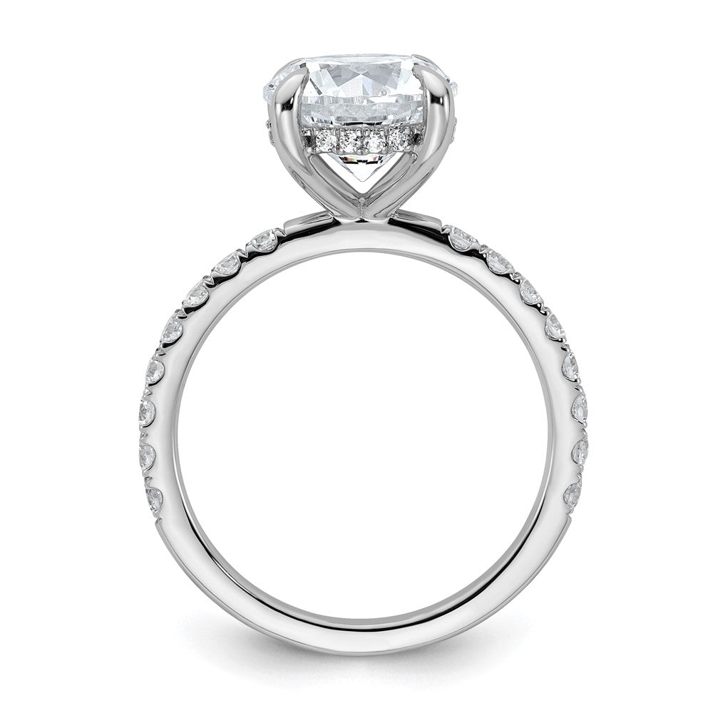 14k White Gold 1/2 carat Lab Grown Diamond VS/SI+ G+ 3 carat center Flair Round Semi Mount Engagement Ring
