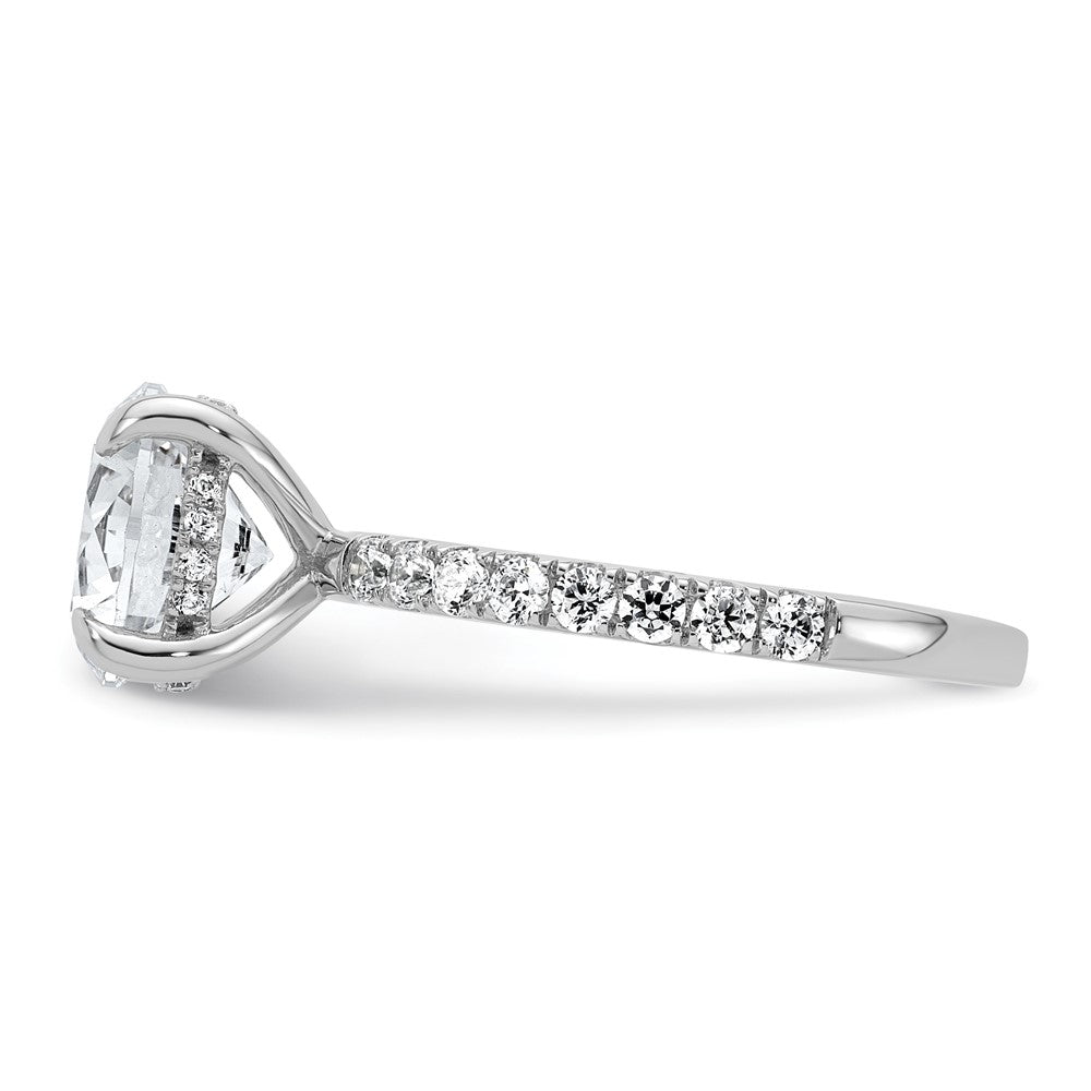 14k White Gold 1/2 carat Lab Grown Diamond VS/SI+ G+ 3 carat center Flair Round Semi Mount Engagement Ring
