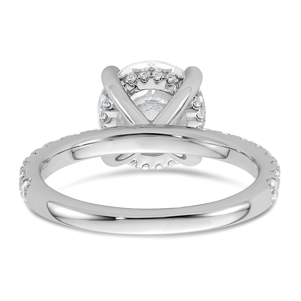 14k White Gold 1/2 carat Lab Grown Diamond VS/SI+ G+ 3 carat center Flair Round Semi Mount Engagement Ring