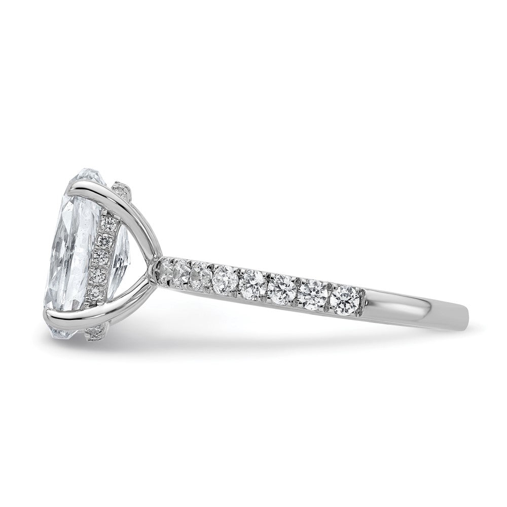 14k White Gold 1/2 carat Lab Grown Diamond VS/SI+ G+ 3 carat center Flair Oval Semi Mount Engagement Ring