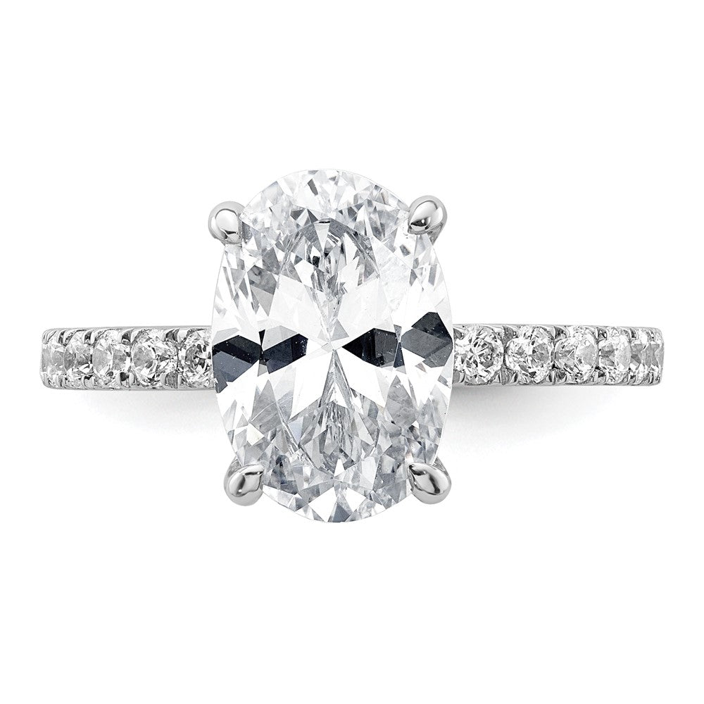 14k White Gold 1/2 carat Lab Grown Diamond VS/SI+ G+ 3 carat center Flair Oval Semi Mount Engagement Ring