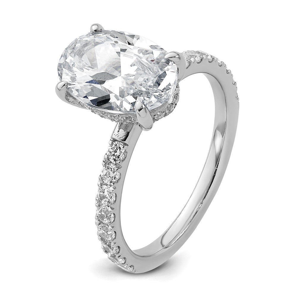 14k White Gold 1/2 carat Lab Grown Diamond VS/SI+ G+ 3 carat center Flair Oval Semi Mount Engagement Ring