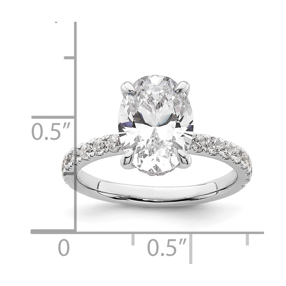 14k White Gold 1/2 carat Lab Grown Diamond VS/SI+ G+ 3 carat center Flair Oval Semi Mount Engagement Ring
