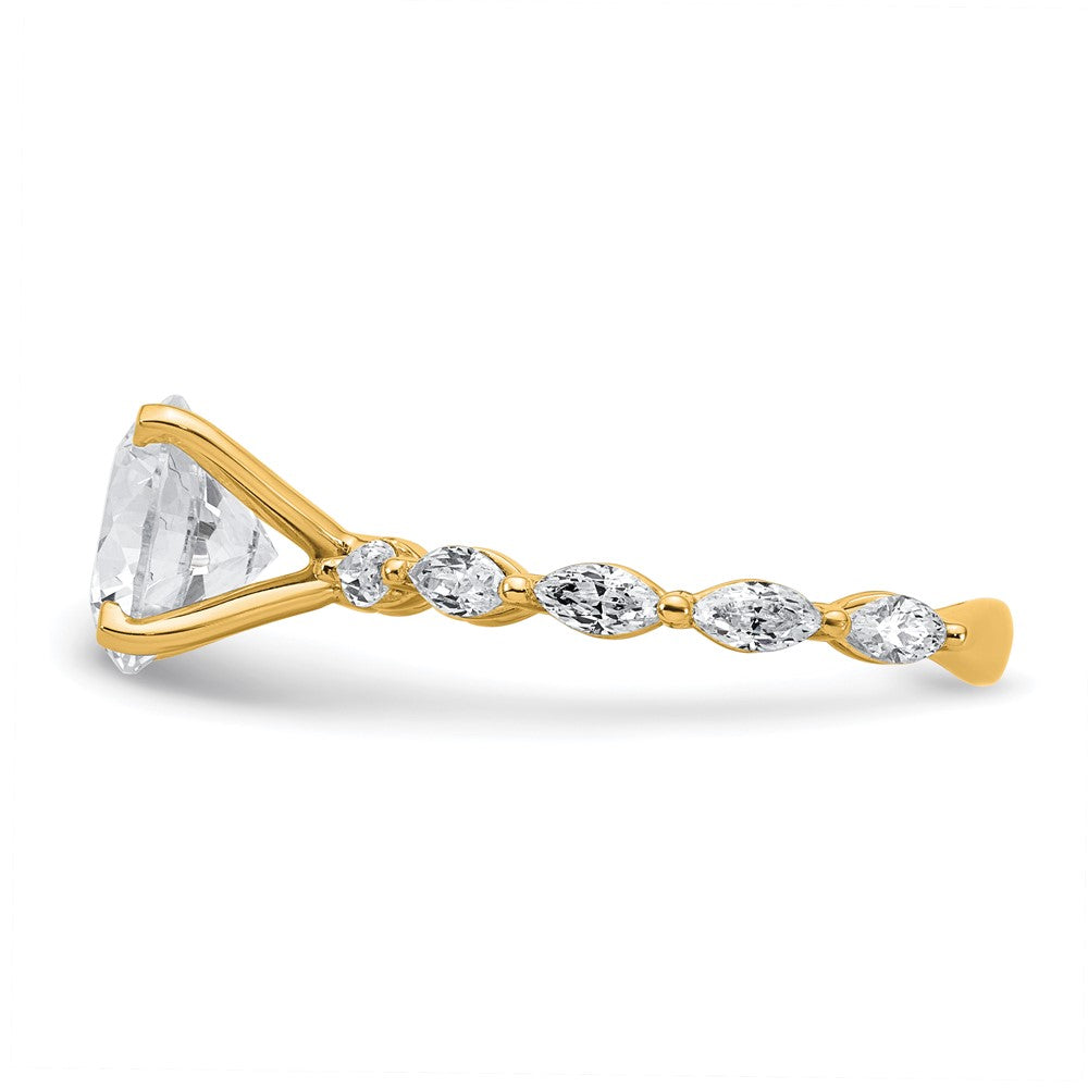 True Origin 14K Yellow Gold 5/8 carat Lab Ground Diamond VS+ F+ Semi-Mount Round Engagement Ring
