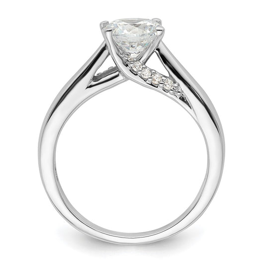 14k White Gold (Holds 1.25 carat (7.00 mm) Round) 4-Prong with 1/15 carat Diamond Semi-Mount Engagement Ring