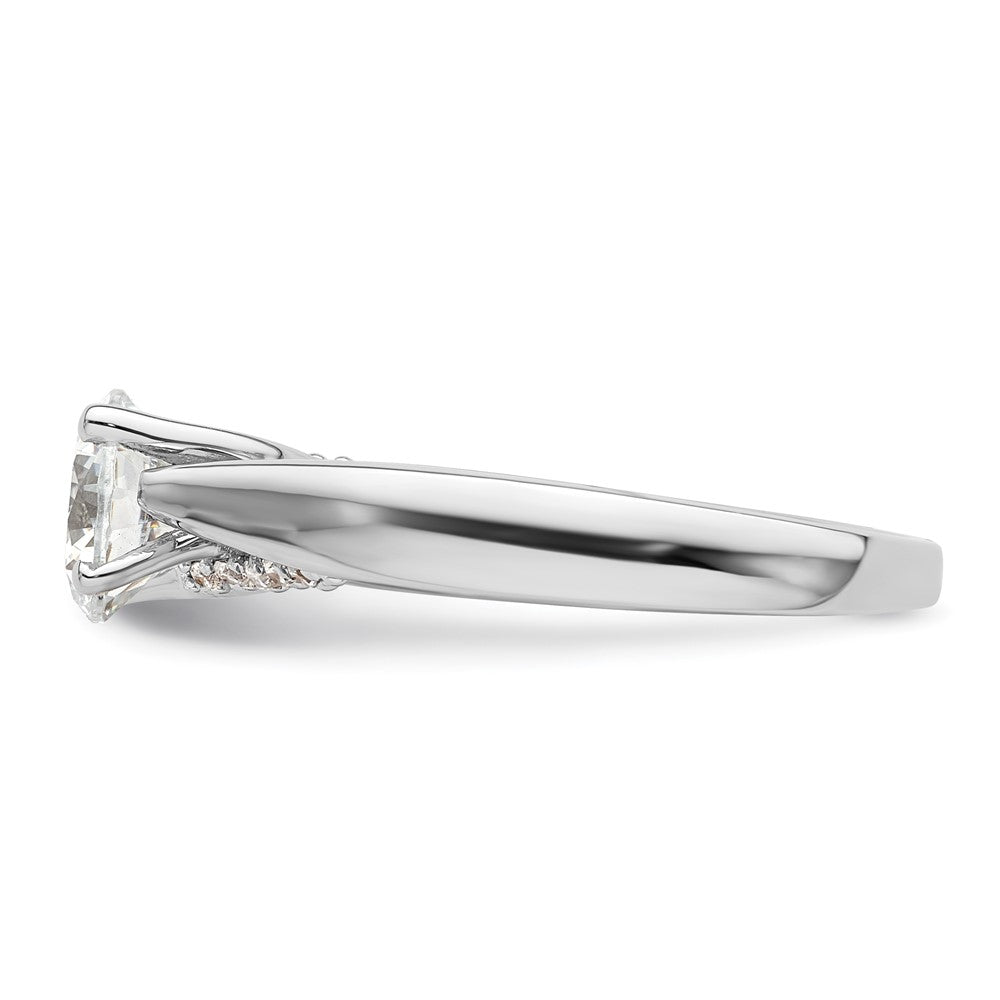 14k White Gold (Holds 1.25 carat (7.00 mm) Round) 4-Prong with 1/15 carat Diamond Semi-Mount Engagement Ring