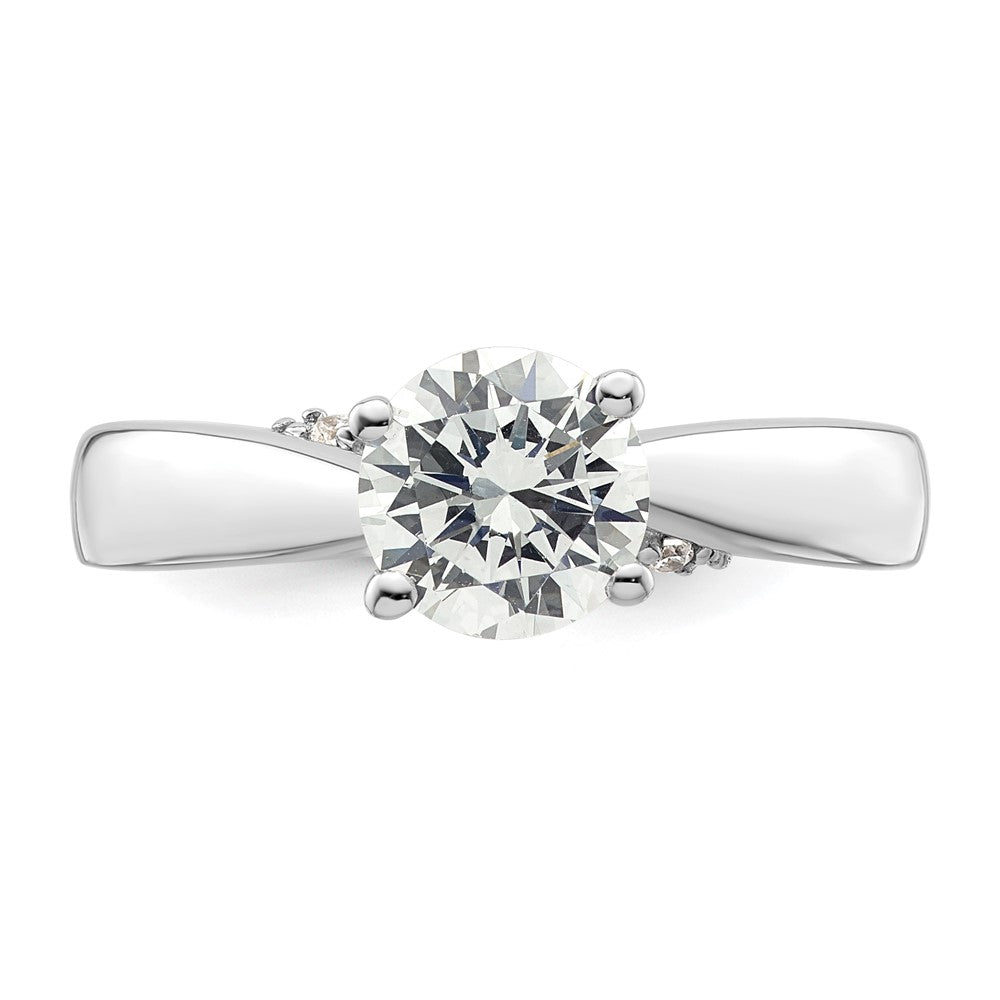 14k White Gold (Holds 1.25 carat (7.00 mm) Round) 4-Prong with 1/15 carat Diamond Semi-Mount Engagement Ring