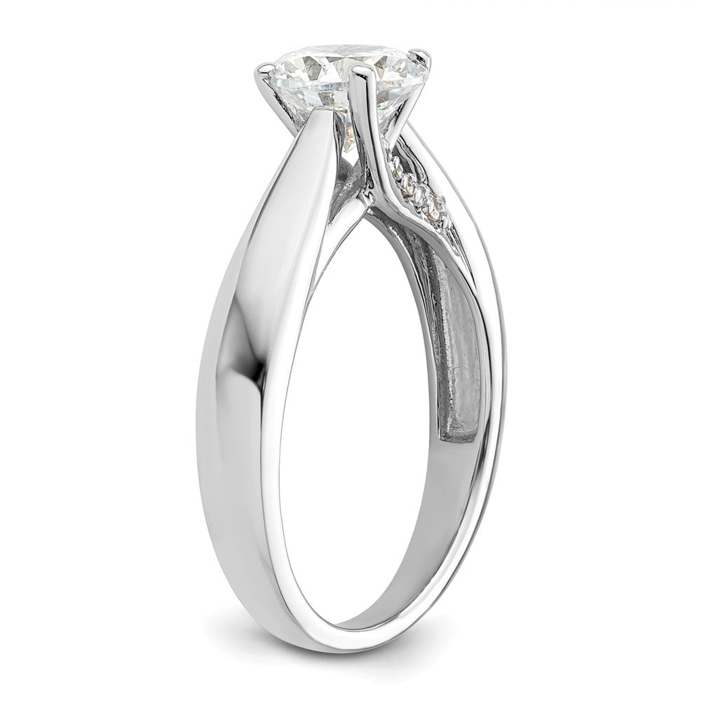 14k White Gold (Holds 1.25 carat (7.00 mm) Round) 4-Prong with 1/15 carat Diamond Semi-Mount Engagement Ring