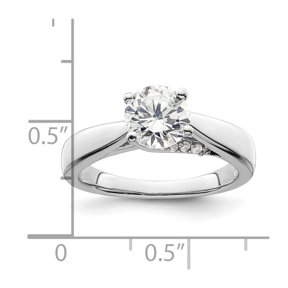 14k White Gold (Holds 1.25 carat (7.00 mm) Round) 4-Prong with 1/15 carat Diamond Semi-Mount Engagement Ring