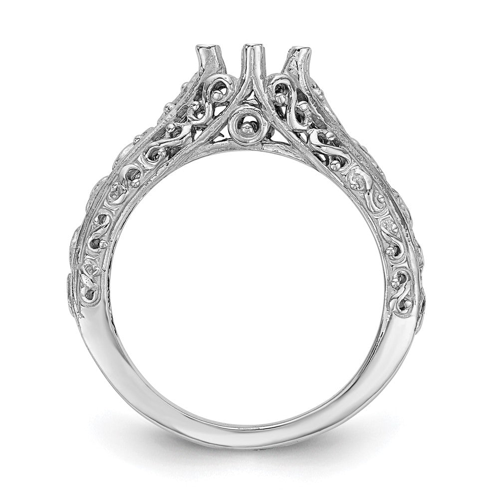 14k White Gold Round Solitaire 5/8 carat Center Vintage Engagement Ring Mounting