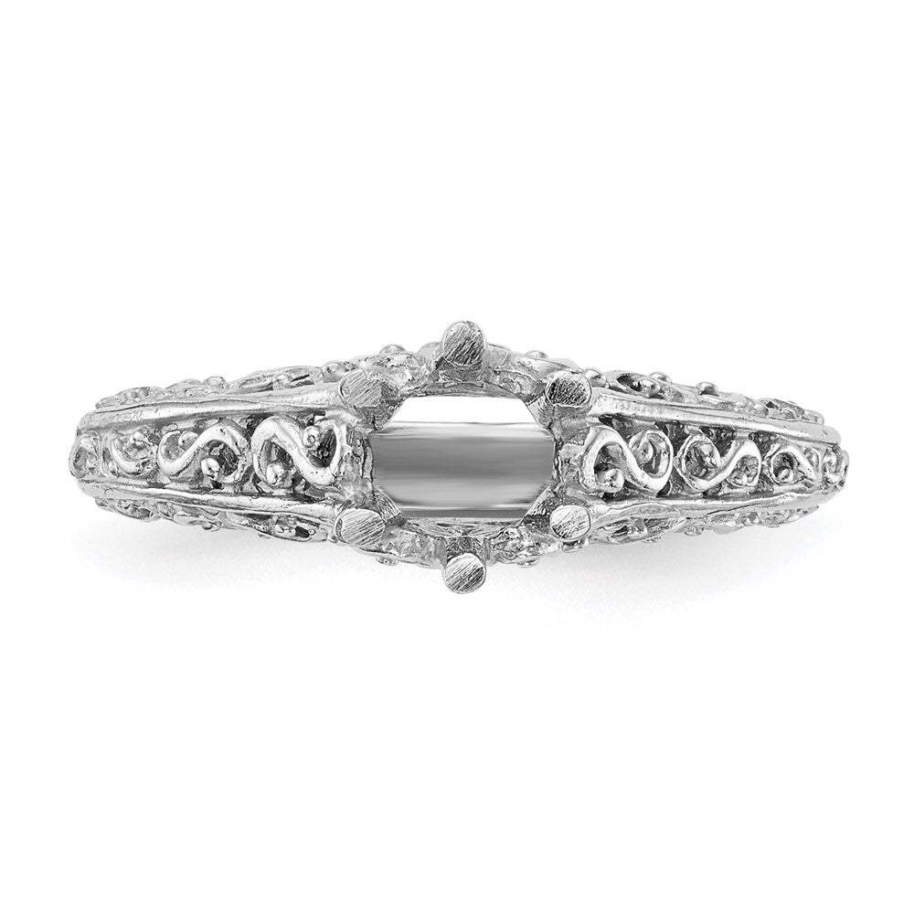 14k White Gold Round Solitaire 5/8 carat Center Vintage Engagement Ring Mounting