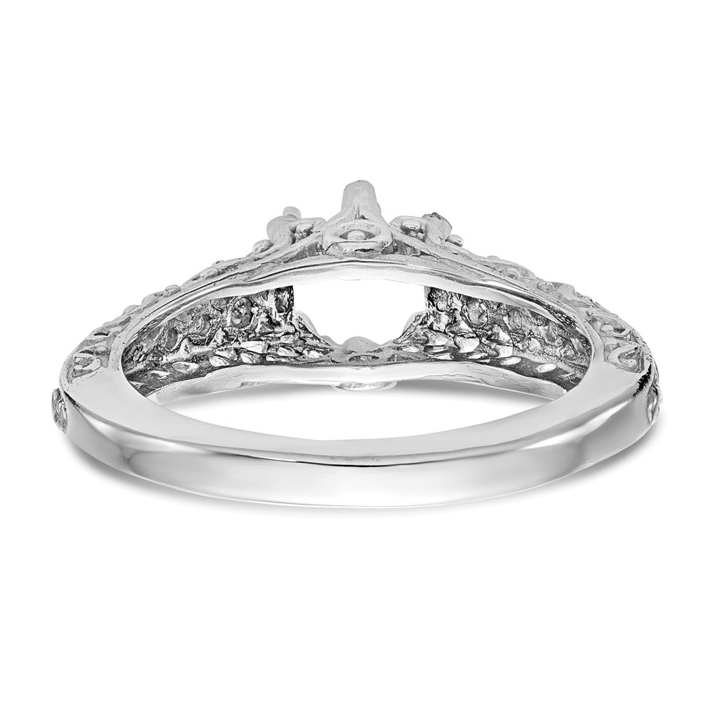 14k White Gold Round Solitaire 5/8 carat Center Vintage Engagement Ring Mounting