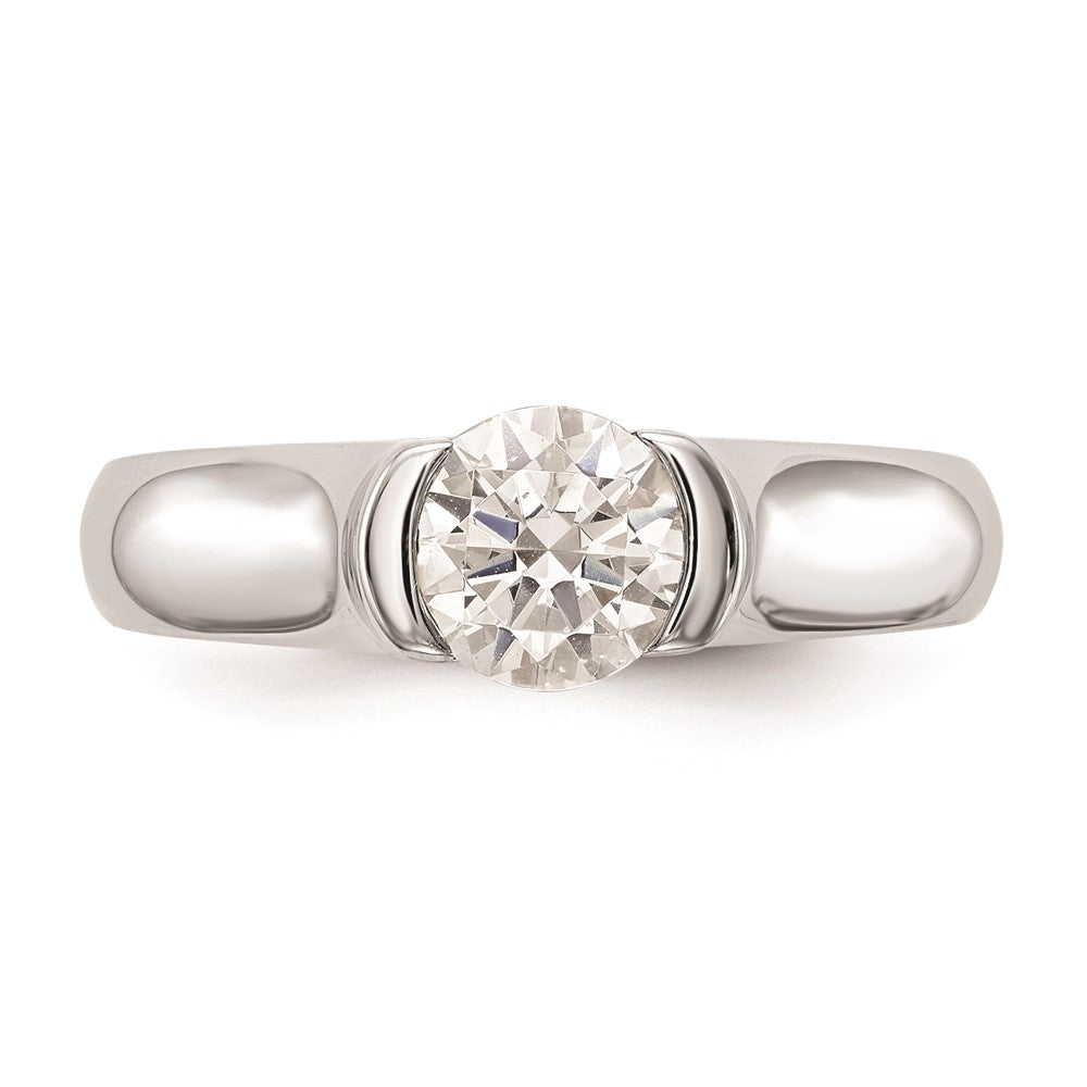 14k White Gold 1/2 carat (5.20 mm) Half-Bezel Round Solitaire Engagement Ring Mounting