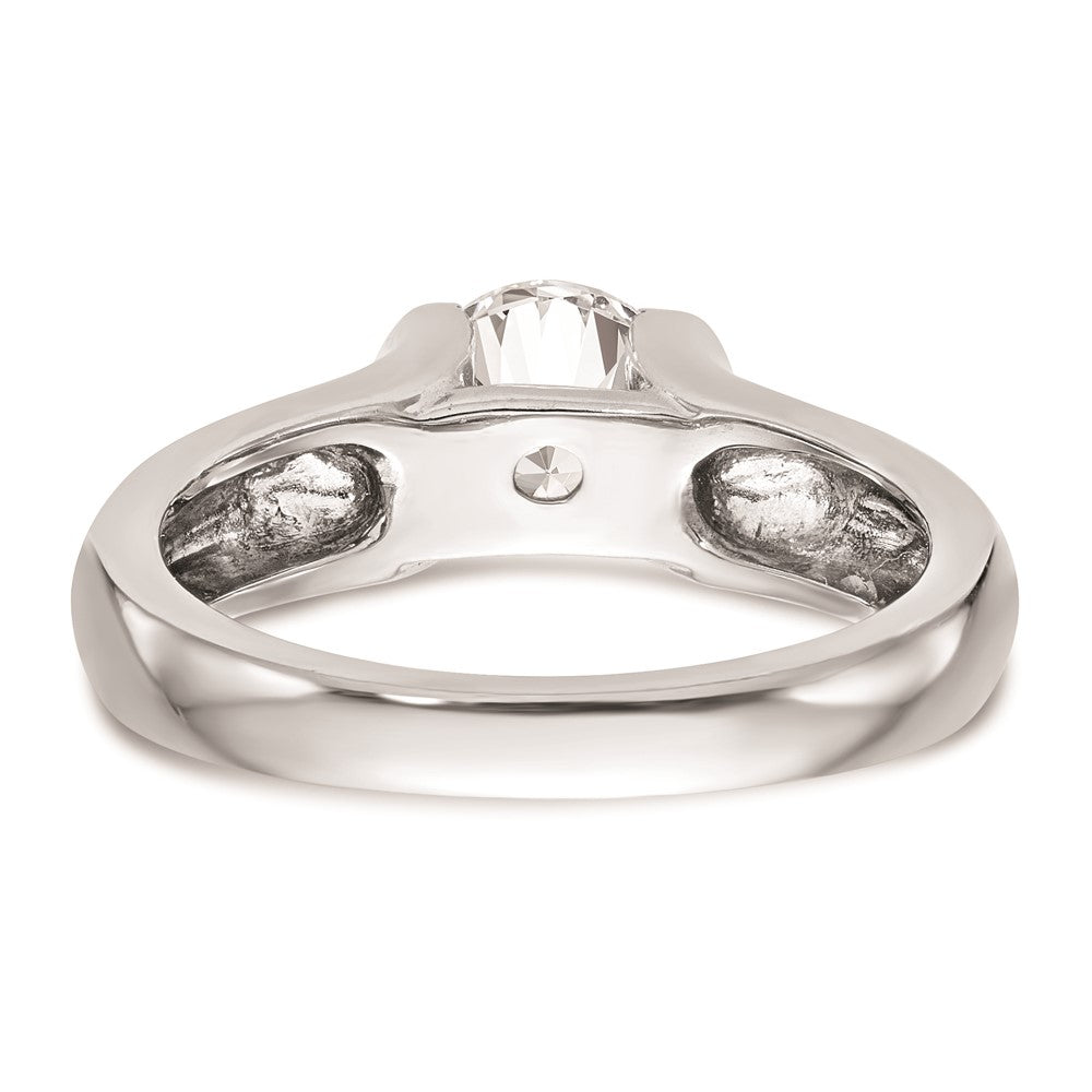 14k White Gold 1/2 carat (5.20 mm) Half-Bezel Round Solitaire Engagement Ring Mounting