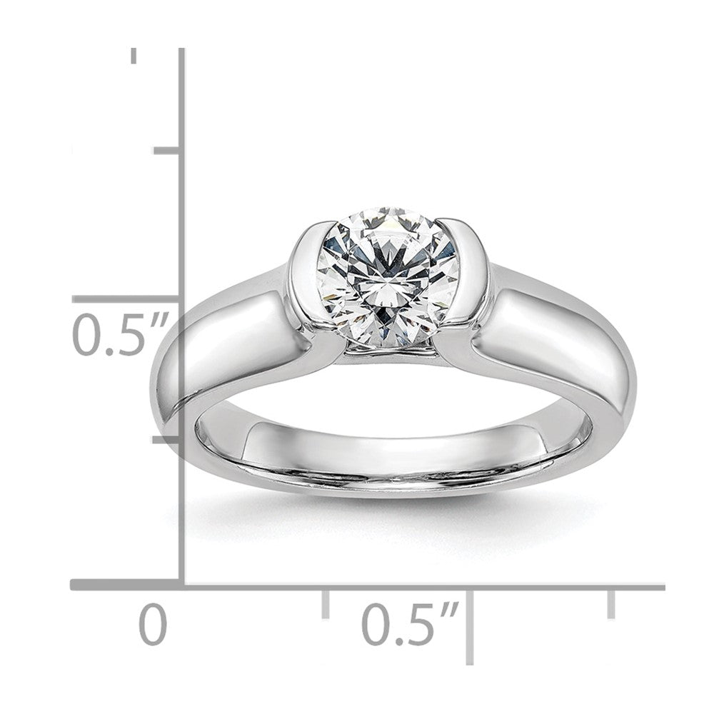 14k White Gold 3/4 carat (5.80 mm) Half-Bezel Round Solitaire Engagement Ring Mounting