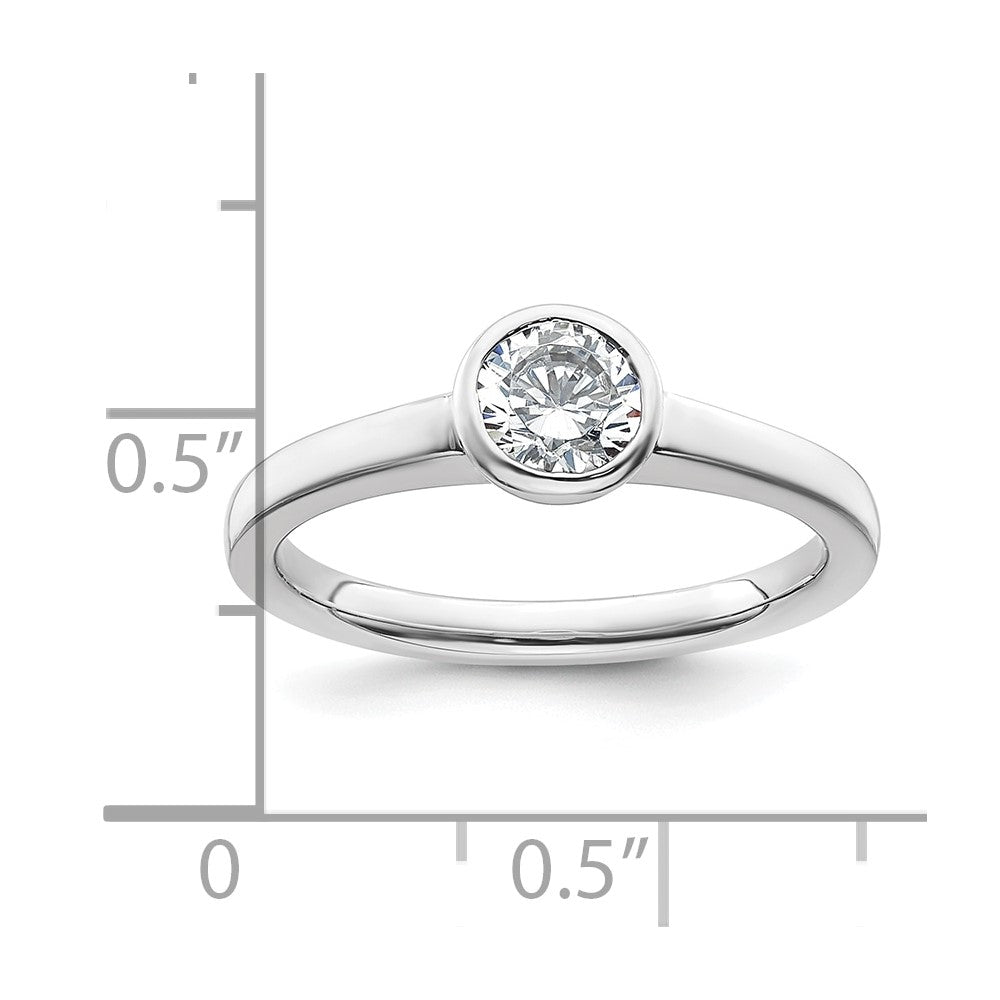 14k White Gold 1/2 carat (5.20 mm) Bezel Round Solitaire Engagement Ring Mounting
